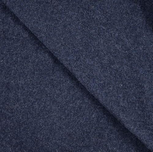 Wollfleece Meterware meliert - Merino Wolle Fleecestoff, Wollstoff, Mantelstoff, Wollpullover nähen, weiche Wolle Fleece Stoff *Ab 50cm, Farbe: 980 marine