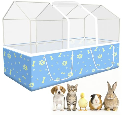 MODESLAB Rabbit Cage, 48 x 24 Large Pet Playpen Enclosure for Small Animal- Guinea Pig, Hamster, Bunny, Puppy, PVC Frame Chicken Coop with Waterproof Tarp & Mesh Cover Indoor Outdoor