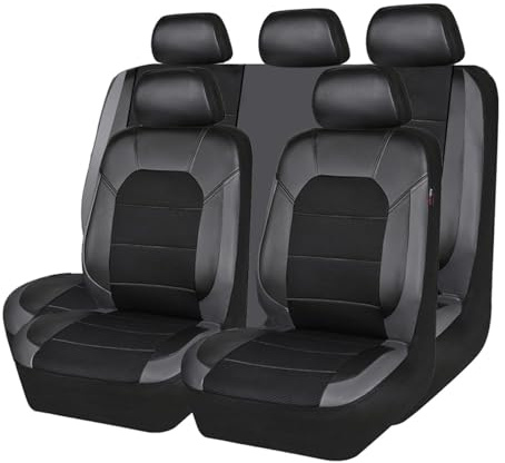 VAEVEN Coprisedili Auto per Lancia Musa 2004-2007 2008 2009 2010 2011 2012, Pelle Copri Sedili Impermeabile Anteriori e Posteriori Coprisedile, Protezione del Sedile Auto Copertura,B Black+Grey