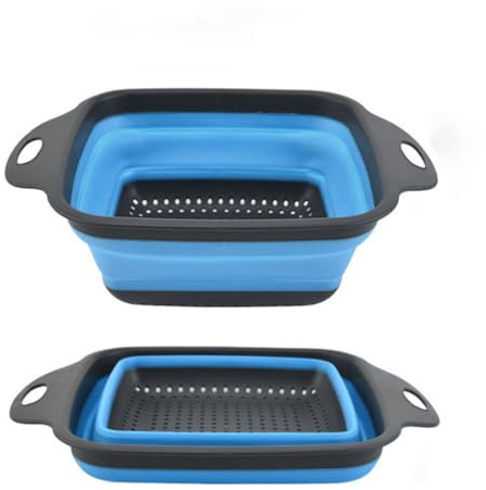 ZORVYN Scolapasta in Silicone, 1 Pezzo, Rispettoso dell'Ambiente, Non Tossico, Facile da Pulire, Per Pieghevole e Plastica, sopra il Lavandino, Colino, Setaccio, Lavabile in Lavastoviglie (Blu)