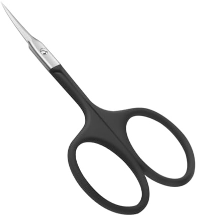 CGBE Professional Curved Cuticle Scissors, Super Sharp Stainless Steel Cutter for Cuticles, Dead Skin, Eyebrows, and Eyelashes, Black