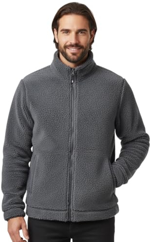 Karelpiù Felpa Uomo in Sherpa Full Zip. Giacca Termica in Teddy Invernale (IT, Testo, XXL, Regular, Regular, Grigio)