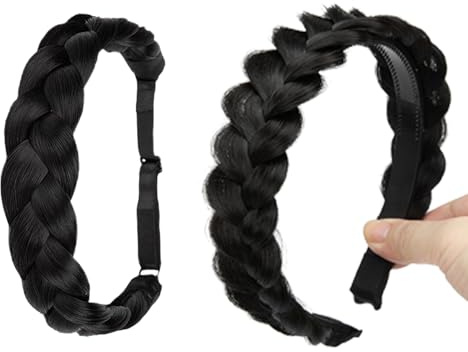 Floruvia 2 Stück geflochtene Haarbänder Haaraccessoires für Frauen Kunsthaarringe Haarringe Handgefertigte geflochtene Haarringe Accessoires Elastische dehnbare Haarumschläge Dunkelbraun