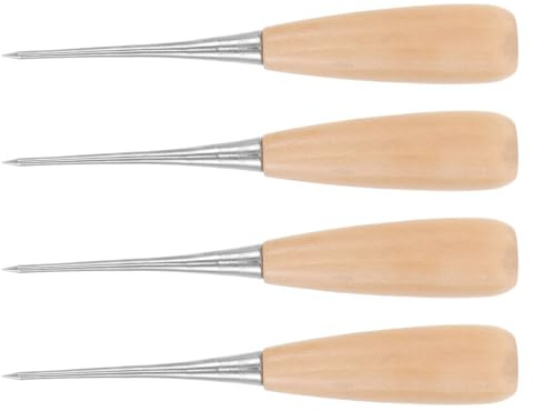 Healeved 4 Pezzi Punteruolo Cucito Forma di Zucca con Manico in Legno Attrezzi per Forare Pelle Tessuti e Strumento Artigianale per Cucito e Lavori Te