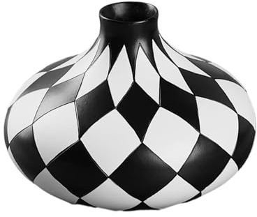 Vaso bianco e nero – Anfora con a contrasto, bicchiere ghiacciato, articoli per la casa | Supporto decorativo Abbellimento interno Cappotto ceramico d'arte, secchio estetico ricettacolo