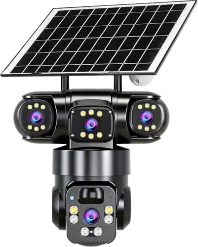 KEPEAK Solar Security Camera Outdoor, 3-Lens 12MP PTZ Camera with 8000mAh Battery, IP65 Waterproof, Anti-Lightning, Color Night Vision, Two-Way Audio, APP Remote Viewing for Home Security