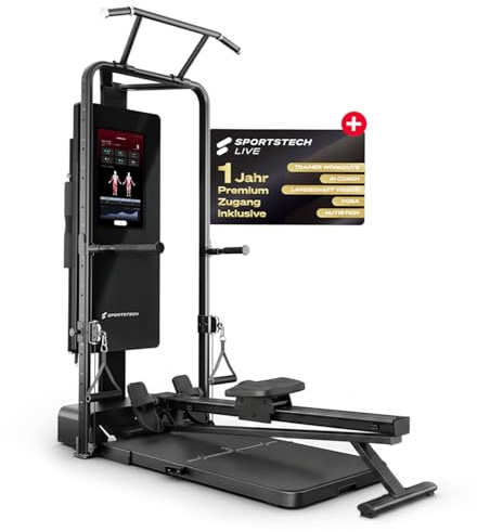Sportstech sGym Pro – multifunktionale klappbare Kraftstation für Zuhause, 21 Display, 400+ Übungen, 13-Fach verstellbare Kabelzüge, Spotter, inkl.1 Jahr STL-App, platzsparend, Ganzkörpertraining