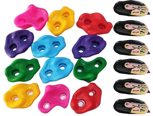 Baumkletterhalter für Kinder – 12 Klettersteine für Erwachsene mit 6 Ratschengurten für Hinderniskurstraining im Freien, verstellbare Kletteranker mit Gurten für Hindernisparcours für Kinder.