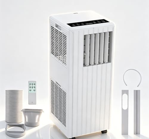 GarveeMore 9000 BTU Portable Air Conditioner, 4-in-1 AC Unit with Dehumidifier, Fan & Sleep Mode,Cools Rooms Up to 300 Sq.ft - - R290 Remote, Energy Class A, Window Kit Included