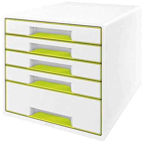 Leitz 52142064 WOW CUBE Schubladenbox, 5 Schubladen, grün metallic