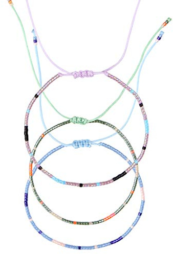 Tillverkad av Nami pärlor armband set om 3 kvinnor och flickor – 3 x surfararmband – 100 % vattentätt och justerbart – färgglada vänskapsarmband – present bästa vän – festival tillbehör, 15