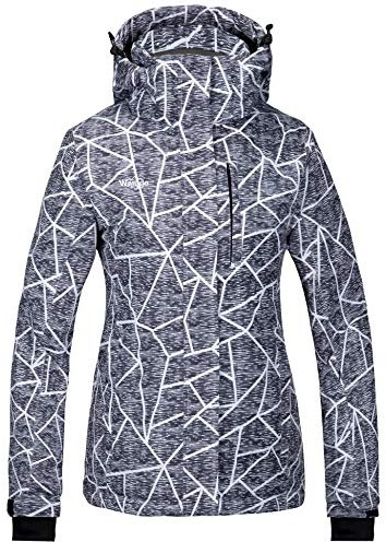 Wantdo Women's Mountain Waterproof Ski Jacket Winter Warm Outdoor Snow Coat with Hood Gray S
