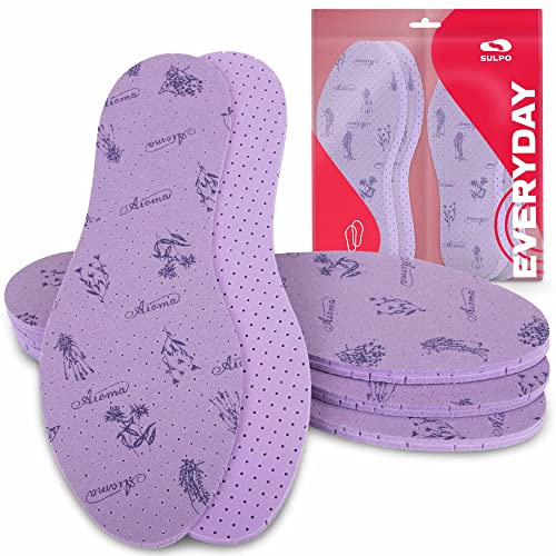 SULPO 4 par innersulor, arom lavendel, fräscha sulor mot svettfötter, deodorantinlägg, för män och kvinnor, sulor med en doft av lavendel mot lukt (44)