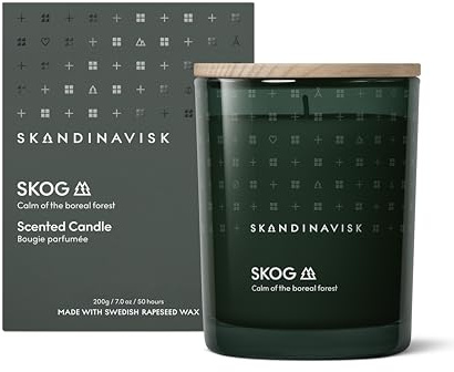 Skandinavisk Skog 'Forest' Scented Candle. Fragrance Notes: Pine Needles and Fir Cones, Birch Sap and Lily of The Valley. 200 g.