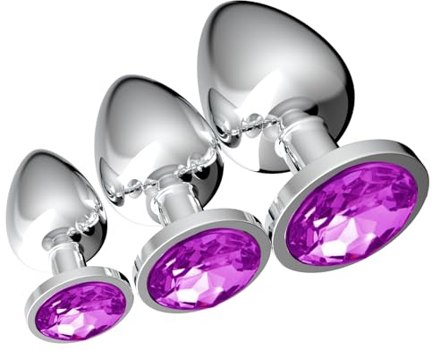 Anal Butt Plug Training Kit, Anal Sex Toys 3Pcs Set Fetish Safety for Beginner, Sex Toys4women, Stainless Steel Anal Trainer for Adult Women Gay Lesbian Couples SM Sex Toys4couples Men & Women