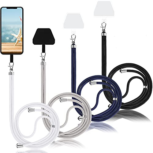 Weewooday 4 Pcs Phone Lanyard Crossbody Phone Strap, Neutral Color Series | Crossbody Phone Strap with Patch, Neck Holder Hands Free, Anti Theft for Women Daily Use, Adjustable Universal Fit