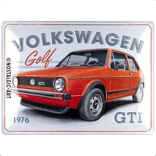Nostalgic-Art Retro Blechschild, 30 x 40 cm, VW Golf – GTI 1976 – Volkswagen Bus Geschenk-Idee, Original Lizenzprodukt (OLP), aus Metall, Vintage Design, Blechschilder Sprüche | Original Volkswagen Lizenzprodukt (OLP), aus Metall, Vintage Design, Blechschilder Sprüche, Geschenk-Idee für VW Bus Fans