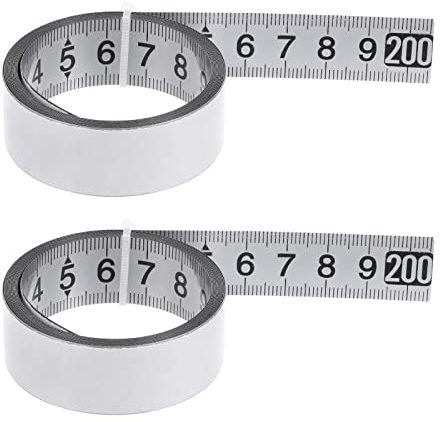 sourcing map 2pcs Self-Adhesive Measuring Tape 200cm Metric Tape Measure Stainless Steel Waterproof Left to Right Read Widened Metal Sticky Ruler Steel Workbench Ruler