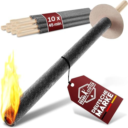 Brandstifter - 10 antorchas de hasta 45 minutos para bodas, caminatas infantiles, color negro, con protección para las manos, para el jardín