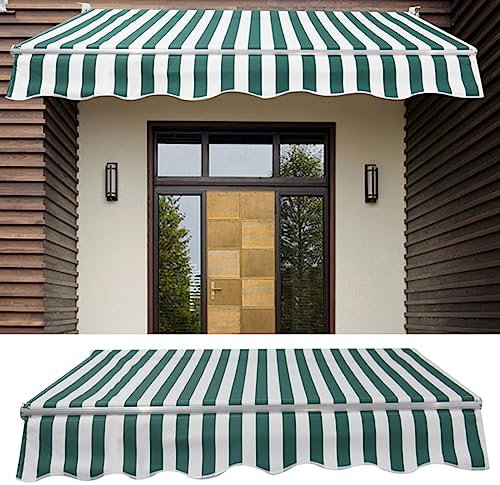 Retrattile Tenda Da Sole Superiore Parasole Tela Sostituzione Uv Resistente Poliestere Tessuto Finestra Porta Tenda Da Sole Terrazza Baldacchino Copertina All'aperto So(Size:6.6x5ft,Color:Righe verdi)