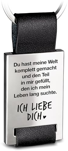 FABACH Schlüsselanhänger Mit Gravur Aus Leder - Ich Liebe Dich Für Partner - Freundin Geschenk Freund - Du Hast Meine Welt Komplett Gemacht