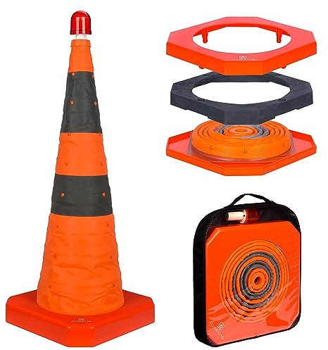 Coni di sicurezza con base ponderata di 70 cm segnalazione pieghevoli - coni di avvertimento di emergenza - per parcheggio stradale e costruzione (1, 70 cm)