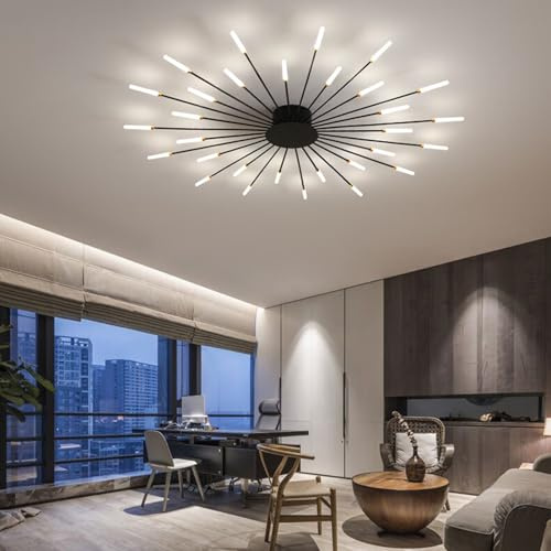 QAZPLM LED Deckenleuchte Wohnzimmer Deckenlampe moderne Pendelleuchte dimmbar mit Fernbedienung Deckenleuchte Schlafzimmer Büro Arbeitszimmer Kronleuchter