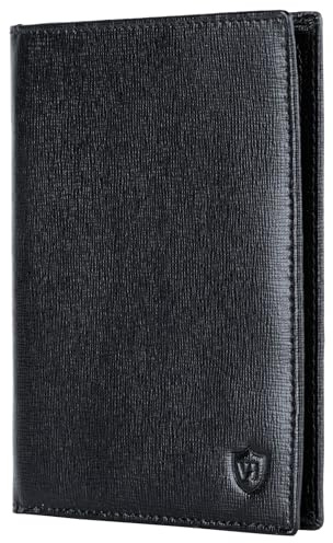 VON HEESEN® Reisepasshülle Leder Etui mit RFID-Schutz - Passhülle Passport Reisepass Mappe Hülle Organizer - Reiseorganizer für Damen & Herren (Saffiano)