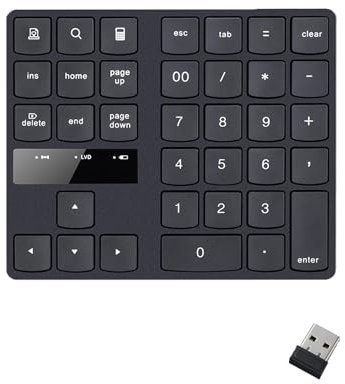 Ieron Pavé numérique sans Fil à 35 Touches, Mini Clavier Rechargeable pour Ordinateur Portable et Ordinateur de Bureau