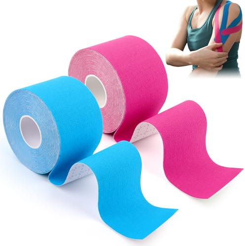 2 Rollen Kinesiotape, Kinesiologie Tape Physio Tape Sport Tape Set, Kinesiologie Tape, Tape Sport,Wasserfestes Hautfreundliche,für Muskelunterstützung,Knieschmerzen,Ellenbogen und Schulter (5m x 5cm)