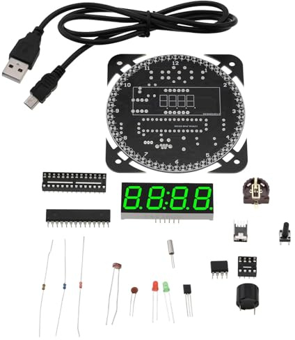 YINETTECH 1 set fai da te rotante digitale modulo display a LED allarme elettronico kit orologio digitale 51 SCM scheda di apprendimento pratica saldatura kit timer fai da te per casa scuola ufficio,