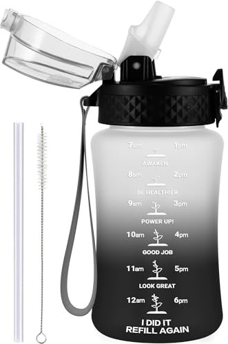 GOPPUS Borraccia per Bambini 350 ml/12 Once con Cannuccia Tritan, Bottiglia con Cinturino e Coperchio a Scatto a Prova di Perdite