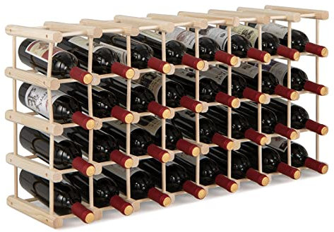 COSTWAY Weinregal Holz, Flaschenständer für 36 Flaschen, Weinständer frei kombinierbar, Flaschenhalter Weinflaschenhalter Weinhalter für Keller, Bar, Speisekammer, Küche