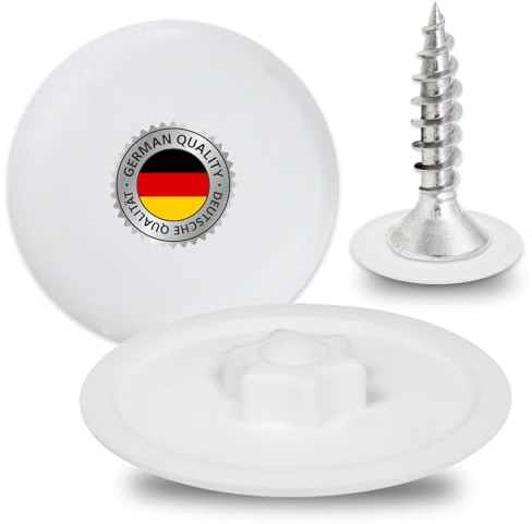 NIMA PARTS Möbel Abdeckkappen weiß – 50 Stück - Torx Schraubenabdeckung T25 | Made in Germany | kompatibel mit Torx Schrauben