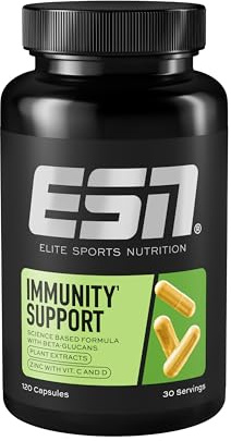 ESN Immunity Support, mit Pflanzenextrakten, 120 Kapseln, 30 Portionen | Zink und Vitamin C + D - made in Germany