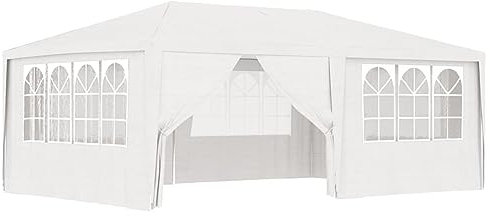 IKAYAA Carpa para Fiestas 4 x 6 m, Carpa Jardín Plegable con Paredes, Carpa para Fiesta, Gazebo, Cenador Plegable para Camping, Fiestas, Exterior, Color Blanco
