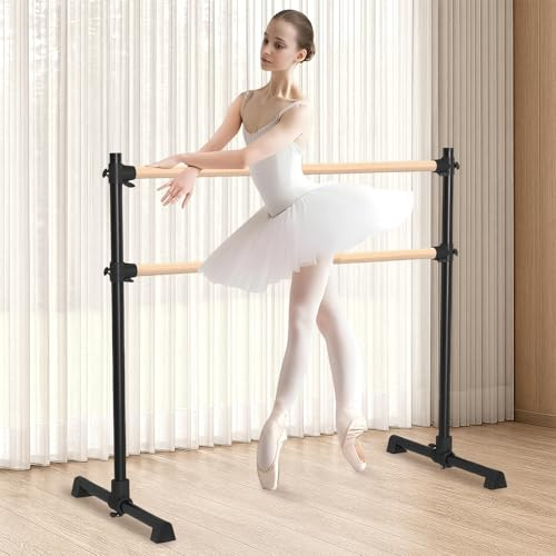 WUDLEP Doppia barra per balletto, 1,2 m, autoportante, portatile, con piedini antiscivolo, regolabile in altezza, per adulti e bambini