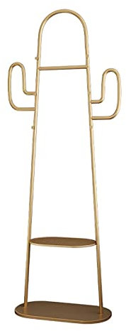 Appendiabiti a forma di cactus dorato, elegante supporto da pavimento per camera e camera da letto, espositore creativo per abbigliamento moderno per casa e negozio, design unico verde, funzionale e