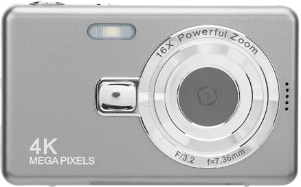SENECESLI Compact Piccola Fotocamera, Sensore CMOS Ad Alta Risoluzione Ricaricabile -Camera Digitale da 50 Mp per il Viaggio (64GB)