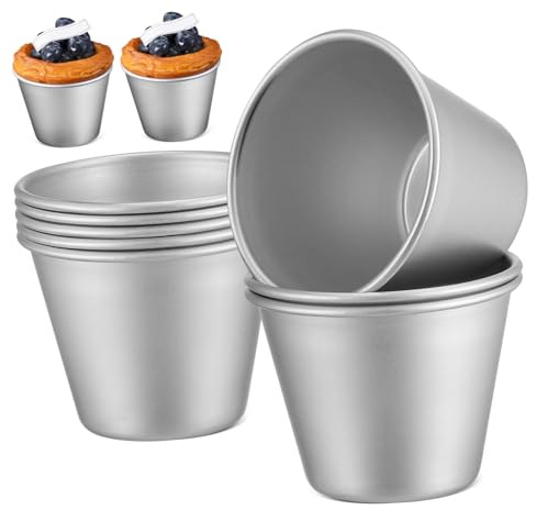 GLEAVI Stampi per Dolci in Lega di Alluminio 8 Pezzi, Muffin Cups Antiaderenti Impilabili per Cupcake e Muffin, Versatili per Cottura e Decorazione
