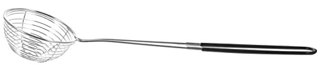 Stainless Steel Strainer Spoon Spider Web Ladle with Long Handle | Silver Silicone Grip, Multipurpose Skimming for Restaurant and Outdoor Camping