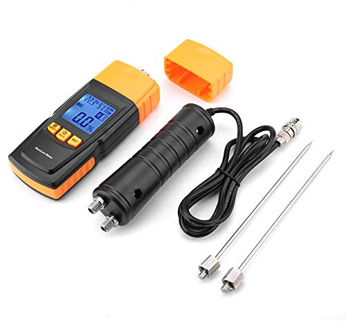 Cryfokt Contatori di umidità, Tester di umidità in Legno Digitale GM620 LCD, Rilevatore di Perdite D'acqua per Legno, bambù, Cotone, Tabacco, Carta, ecc.