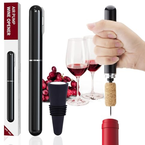 FBBULES Set de Accesorios para Vino, Sacacorchos de Aire a Presión, Tapón Reutilizable para Botellas, Tapón de Silicona, Ideal para los Amantes del Vino
