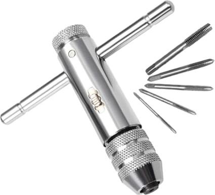 Gatuida Adjustable Ratchet Tap Wrench -Handle Spanner for Threading Small Tools Compact Lightweight Handheld Treading Wrench for Precise Manual Tapping