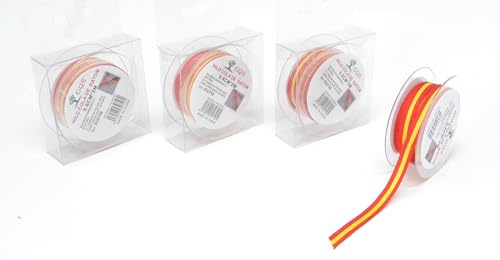 paquete de 3. 6mm x 2 metros. 6 metros total. cinta bandera española rollo de tela para artes y manualidades. coser tela. Decoración de la bandera de España.
