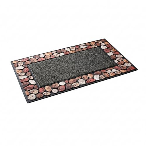 EUROtops Fußmatte Steinoptik, rutschfest, 75 x 45 cm, Gummibeschichtung | schmutzabweisend, wetterfest, Nadelfilz, für Haustür und Eingang, leicht zu reinigen, Outdoor-Schmutzfangmatte