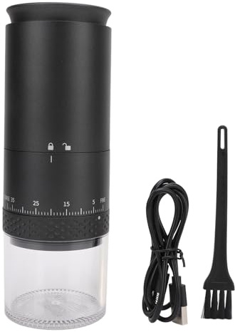 Moulin à café électrique rechargeable par USB, 38 paramètres de mouture réglables, moulin à grains de café portable pour la maison, le bureau, les voyages, ABS, capacité de 110 (Noire)