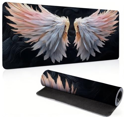 FHFFTZSC Tappetino Mouse Gaming, 600x400mm Tappetino Mouse XXL nero 0c0-297 | Mouse Pad Grande, Ottimizzato per i Sensori da Gioco, Migliora Precisione e Velocità, per Mac e PC, Ali (7)