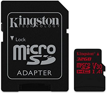 Kingston Canvas React MicroSD Card -(SDCR/32 GB) Class 10 with SD Adapter/Ideal for Shooting Burst-Mode Photos and 4K video