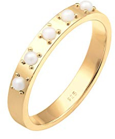 Elli Damen Ring Elegant Schlicht mit Synthetische Perlen